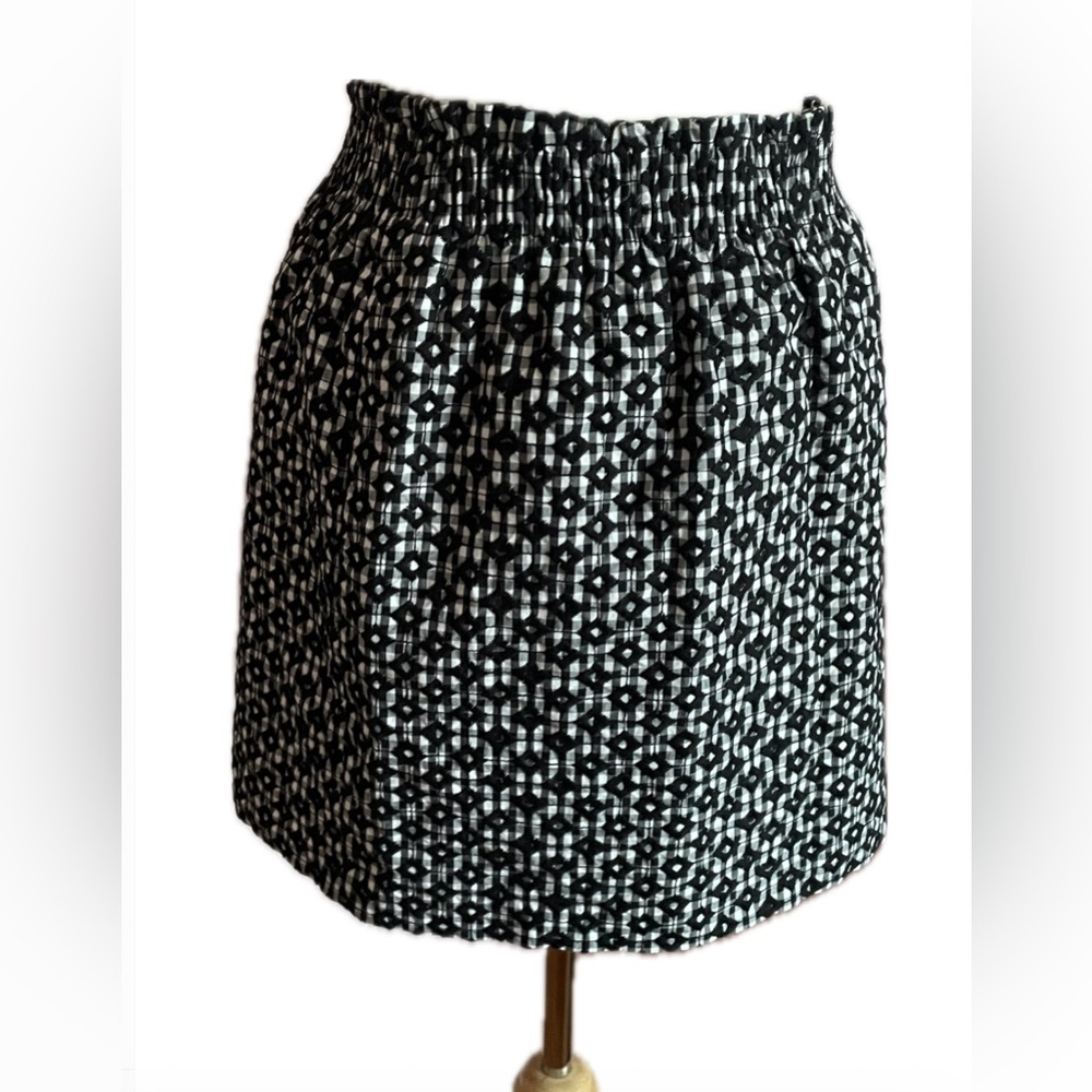 J. Crew Black and White Geometric Mini Skirt